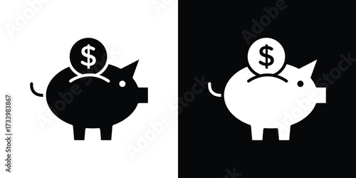 Piggy bank icons set. vector icons designed in filled style