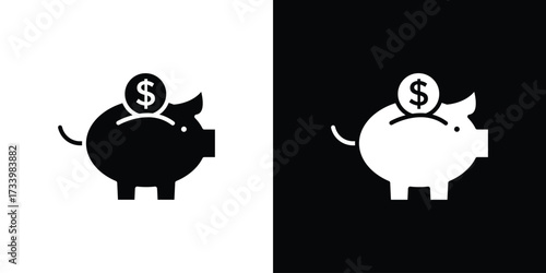 Piggy bank icons set. vector icons designed in filled style