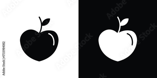 Peach icons set. vector icons designed in filled style