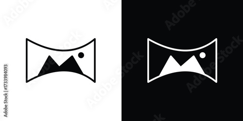 Panoramic icons set. vector icons designed in filled style