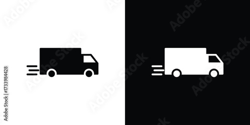 Moving truck icons set. vector icons designed in filled style