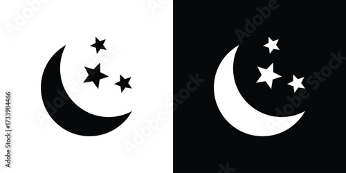 Moon stars icons set. vector icons designed in filled style