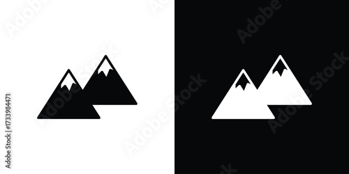 Mountains icons set. vector icons designed in filled style