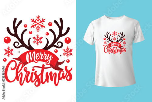 Ho Ho Ho - text with symbols. Santa, reindeer and snowman with threesome. Funny Merry Christmas quote.