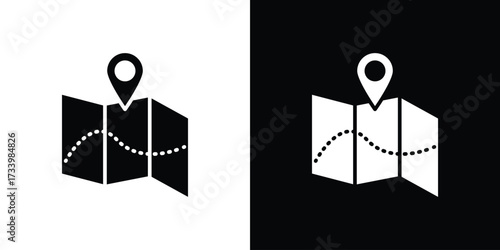 Map icons set. vector icons designed in filled style
