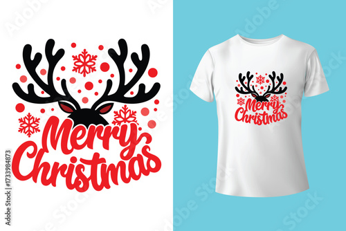 Ho Ho Ho - text with symbols. Santa, reindeer and snowman with threesome. Funny Merry Christmas quote.