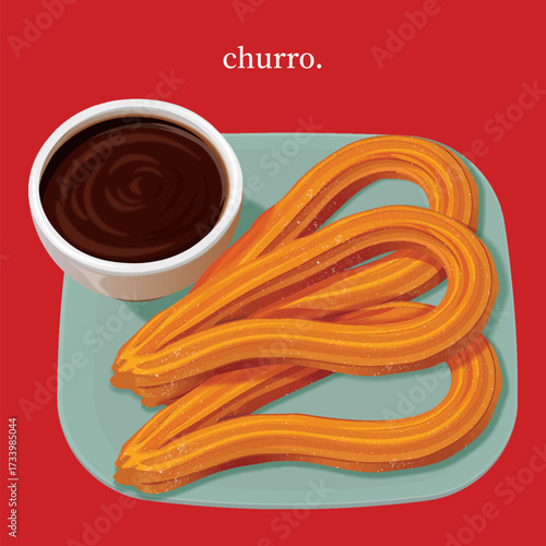 European Famous Street Food Vector Illustration Spanish Portuguese Churro