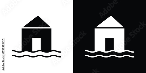 House flood icons set. vector icons designed in filled style