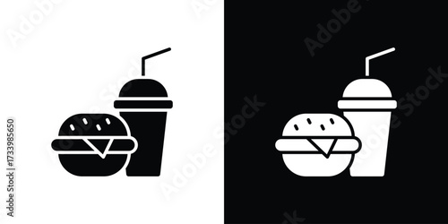 Hamburger soda icons set. vector icons designed in filled style