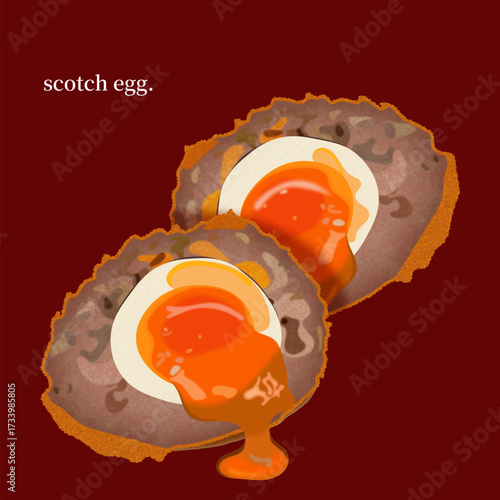 European Famous Street Food Vector Illustration English Scotch Egg