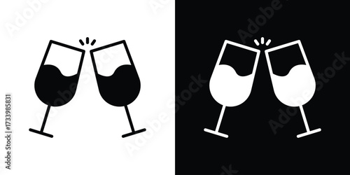 Glass-cheers icons set. vector icons designed in filled style