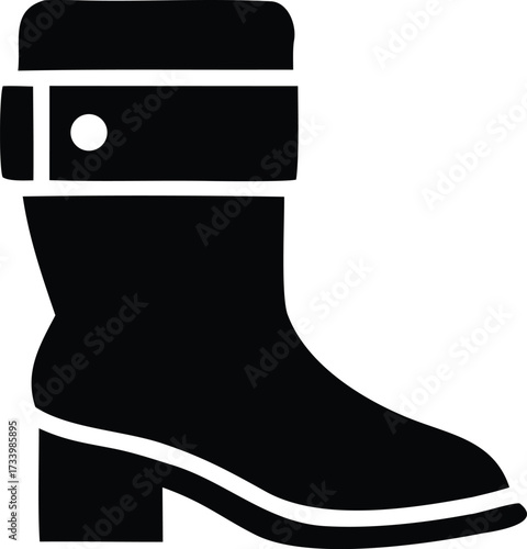 Stylish black boot icon minimalist silhouette design for fashion and footwear collections