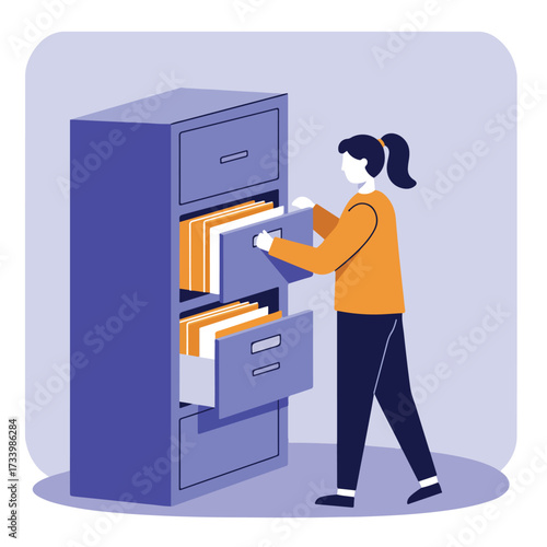 Person organizing files in a filing cabinet