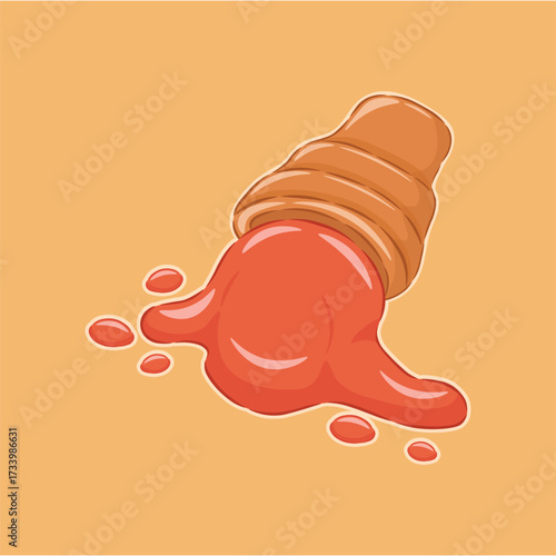 Illustration of strawberry ice cream with cone sweet food cartoon vector