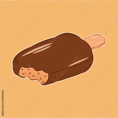 Illustration of chocolate ice cream with almond sprinkles chocolate ice cream bar