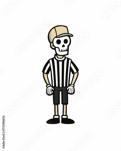 Skeleton Football Referee Illustration On White Background