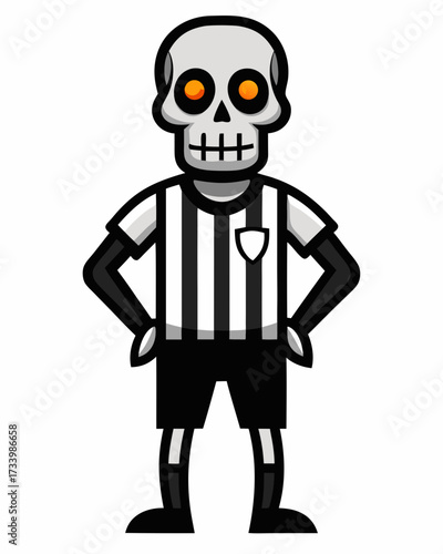 Skeleton Football Referee Cartoon Art On White Background