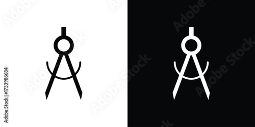 Drafting compass icons set. vector icons designed in filled style
