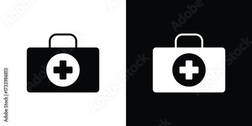 Doctor bag icons set. vector icons designed in filled style