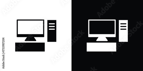 Computer icons set. vector icons designed in filled style