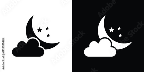 Cloud moon icons set. vector icons designed in filled style