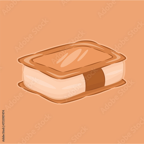 illustration of biscuits, or cakes with ice cream inside, biscuits with ice cream, vanilla and chocolate, snacks ice cream, smores