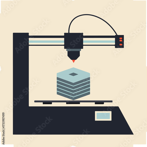 A 3D printer creates a layered object on a platform