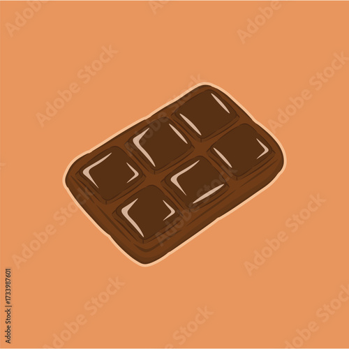 illustration of a chocolate bar, made from cocoa beans, with a dark brown color