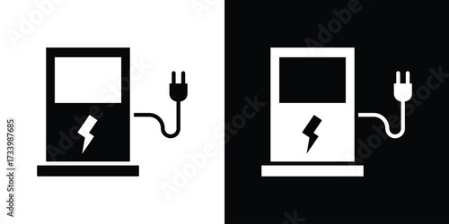 Charging station icons set. vector icons designed in filled style