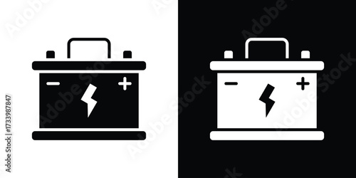 Car battery icons set. vector icons designed in filled style