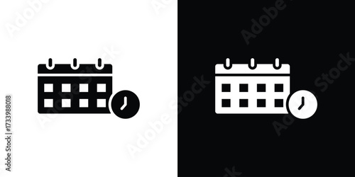 Calendar clock icons set. vector icons designed in filled style