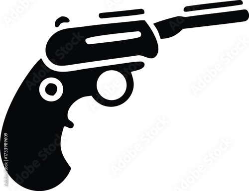 Classic revolver silhouette icon symbol of firearm and old west vintage style pistol silhouette for design projects