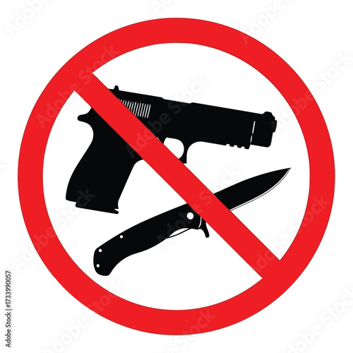 Vector art of no guns or knives allowed sign