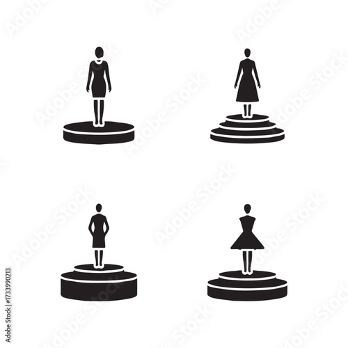 Fashion Runway Podium Solid Icons Pack