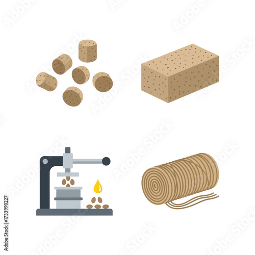 Cork production process from raw material to finished product.
