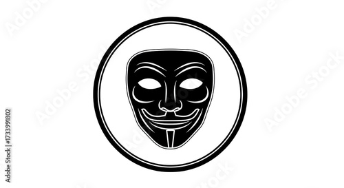 Anonymous mask symbol in circle graphic design
