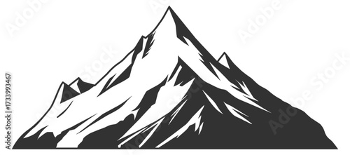 Mountain icon. Silhouette vector shape, peak, travel, hike, camping, adventure, logo element, retro patche and badge on transparent background