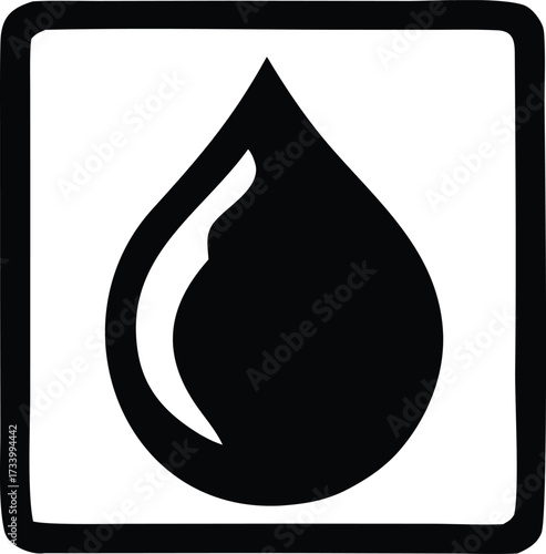 Simple black water droplet icon graphic symbol clean modern design essential element for wetness and hydration concepts