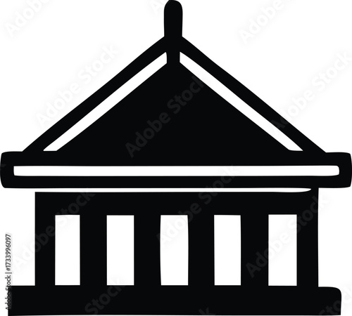 Symbolic silhouette of traditional asian pagoda architecture iconic building design simple line art element