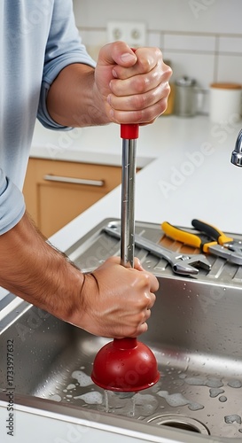 Using a Plunger to Clear a Drain.