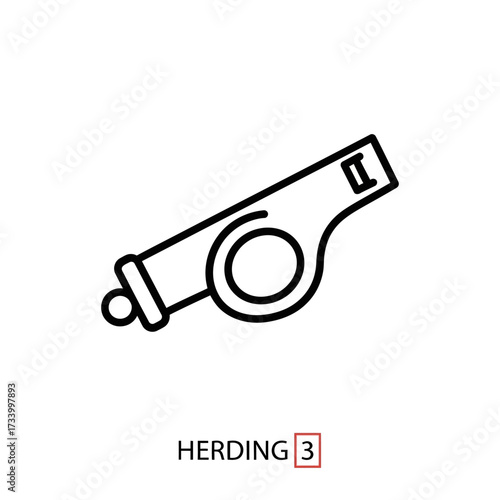 Simple line art icon of a sports whistle.