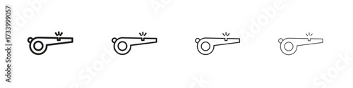 Whistle icons designed in outline, line and stroke style