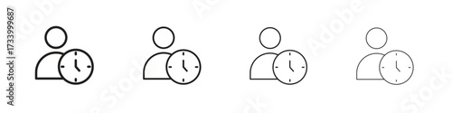 User time icons designed in outline, line and stroke style