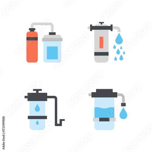 Water filtration systems in various designs for clean and safe drinking water.