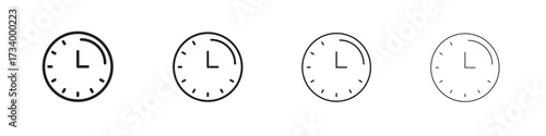 Time quarter past icons designed in outline, line and stroke style
