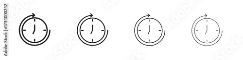 Time forward icons designed in outline, line and stroke style