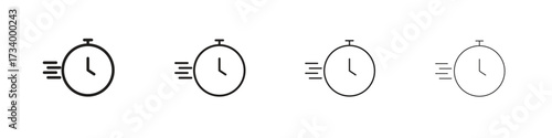 Time fast icons designed in outline, line and stroke style