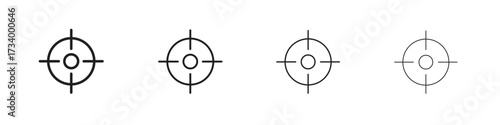 Target icons designed in outline, line and stroke style