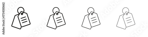 Tags icons designed in outline, line and stroke style