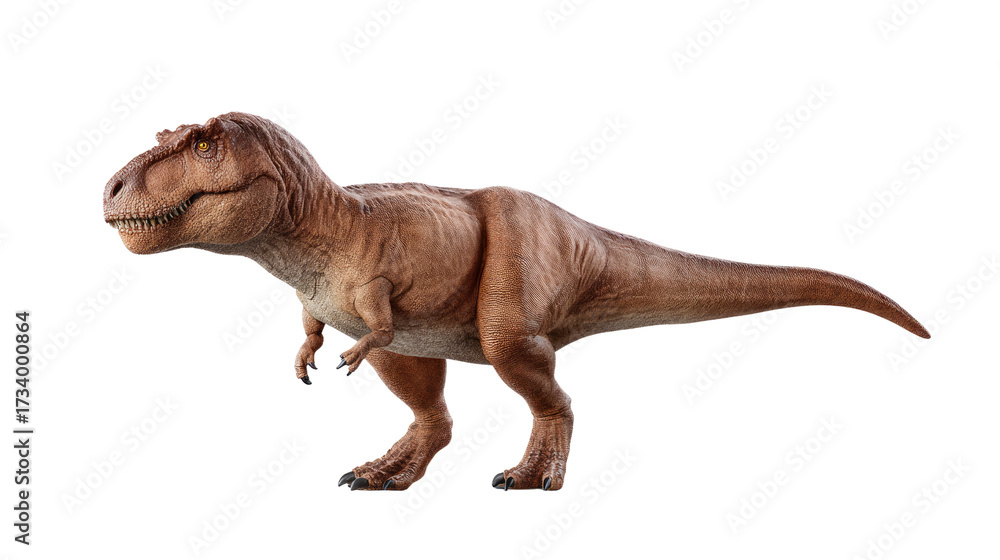 Obraz premium T-Rex in Action: A formidable Tyrannosaurus rex, a prehistoric giant, strides confidently, evoking the awe of the Cretaceous period and its ancient reign.